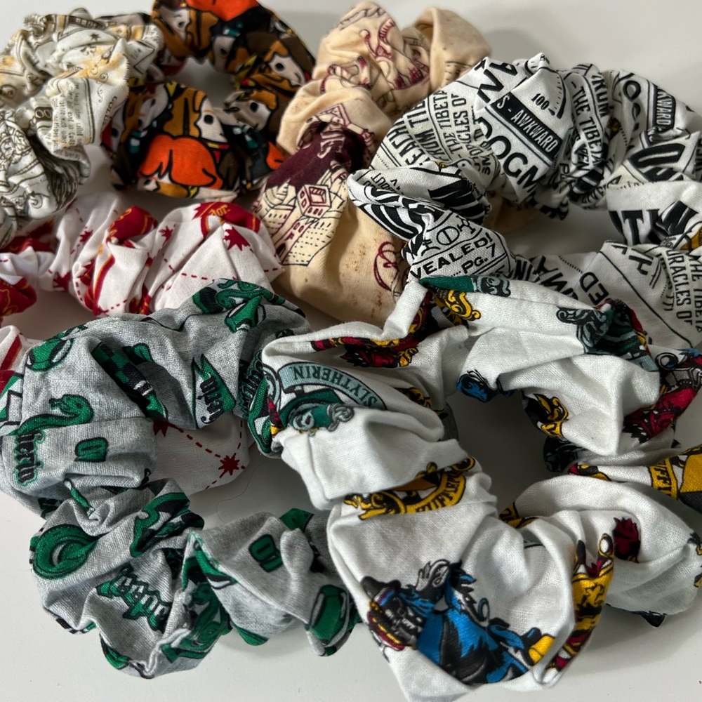7 Handmade Scrunchies Hair Tie Harry Potter Large Slytherins Gryffindor Hogwarts